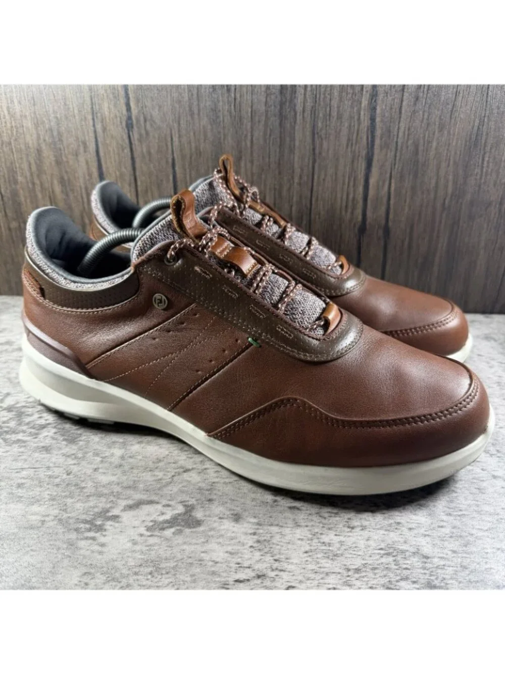 FootJoy Stratos Mens Brown Cognac Leather Spikeless Golf Shoes 50065 Size 11.5 M